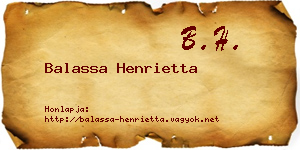 Balassa Henrietta névjegykártya